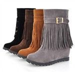Tassels Style Lady High-heeled Coarse Heel Shoes Boots for W