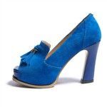 Couro de Vaca Espesso Sapato De Festa Pump Peep Toe