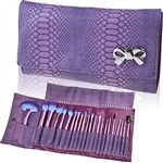 Kit 22 pçs pincéis roxo+estojo lilás com um laço