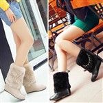 Fashionable Winter Hidden Heel Warm Snow Short Flat Shoes Bo