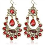 Pair of Peacock Style Ruby Earbobs Eardrop Earrings Jewelry