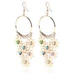 Pair of Sunflower Style Rhinestone Ornament Design Hook Dang